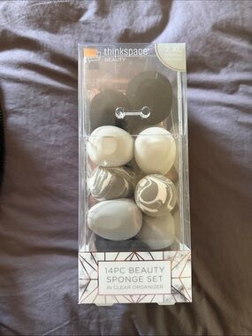 Thinkspace Beauty 14PC Makeup Sponge Set - Black, White & Marble